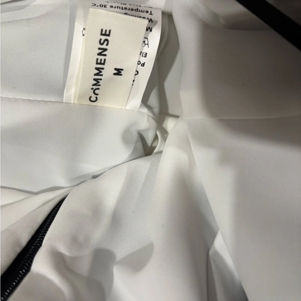 467. Commense Asymmetric Patchwork Faux Leather Chiffon Pleated Maxi Skirt M - Picture 6 of 10